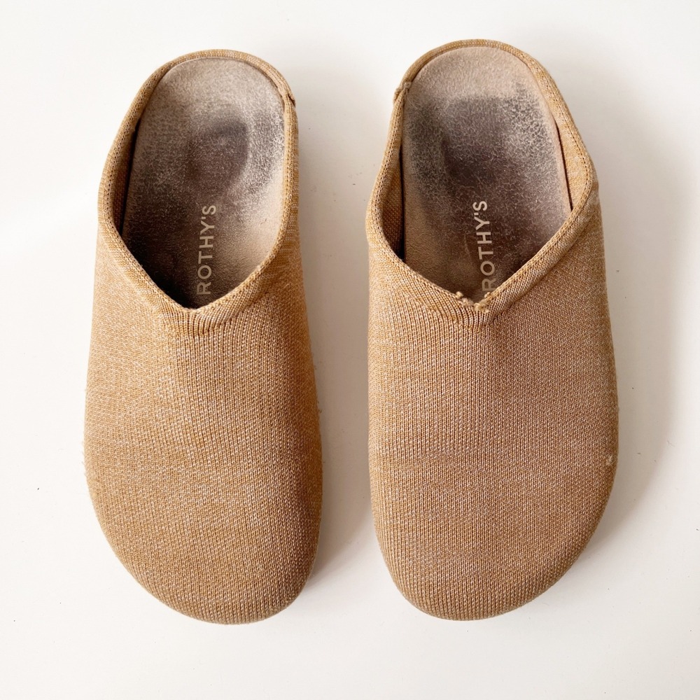 Rothy's Casual Clogs Size 9 Tan Tortoise Knit Flat Slip On Shoes Camel